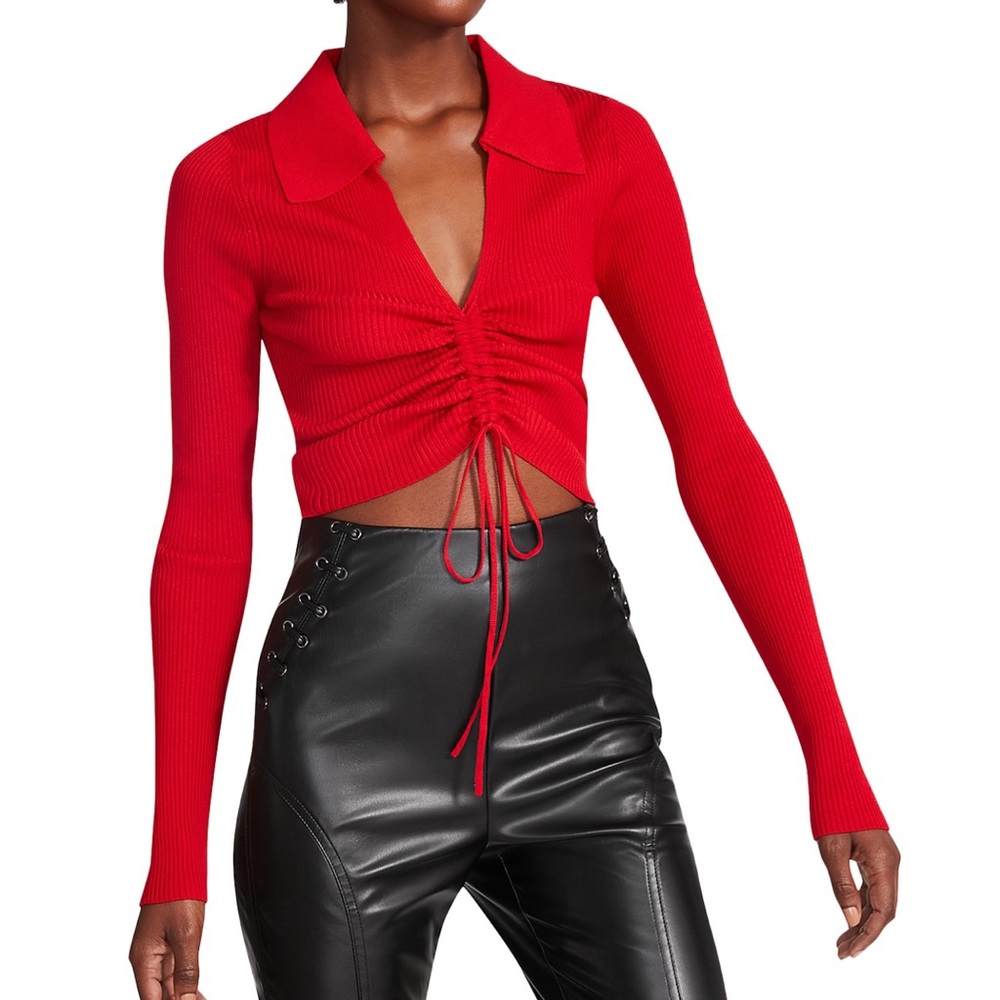 Bright Red Cropped Sweater